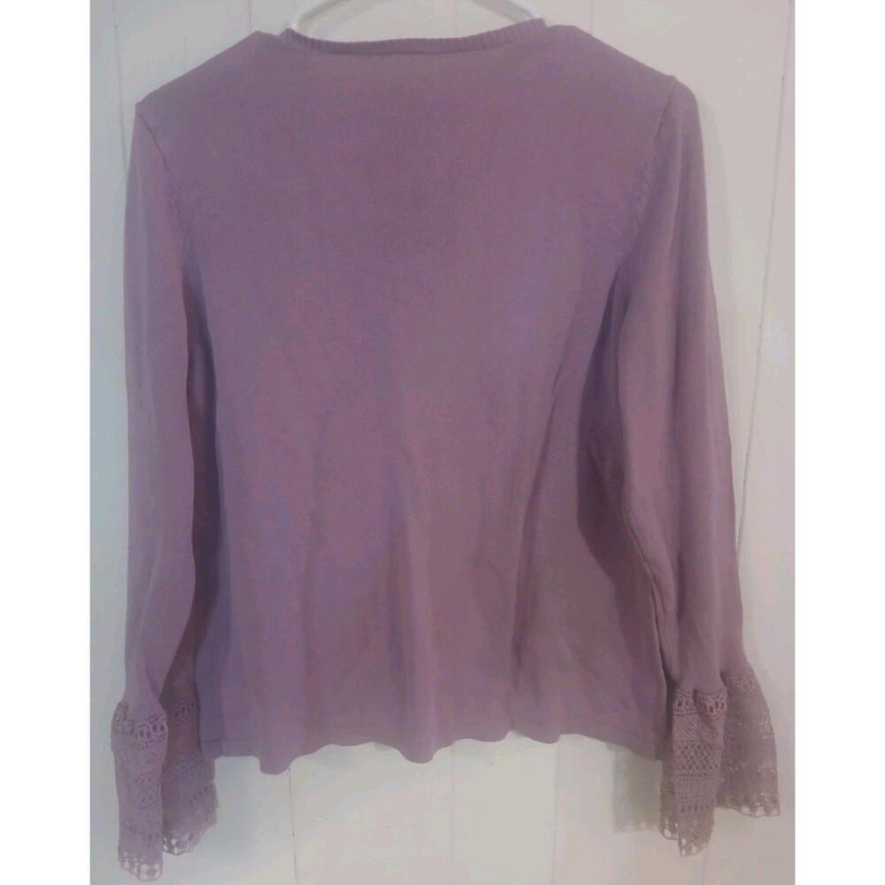 Hannah Light Purple Pullover Sweater Women's XL Lace Sleeve Romantic Cottage - Picture 2 of 4